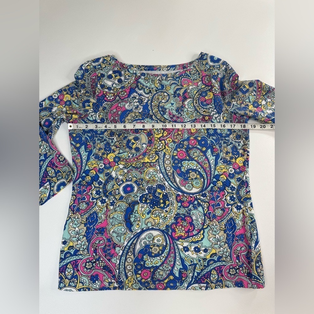 Talbots Paisley Stretch 3/4 Sleeve T Shirt Womens Size Medium - Picture 4 of 9